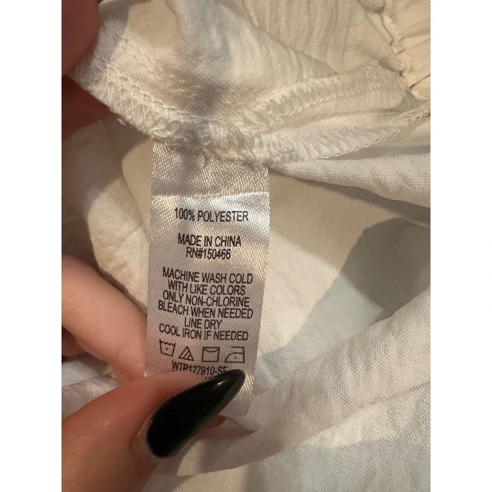 Montgomery Post White Cap Sleeve Elastic Hem Blouse Top